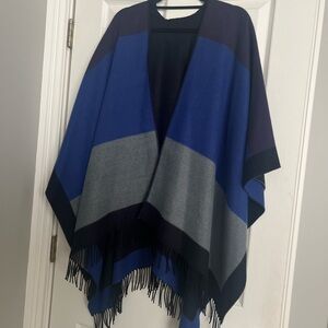 Blue and Gray Striped Poncho